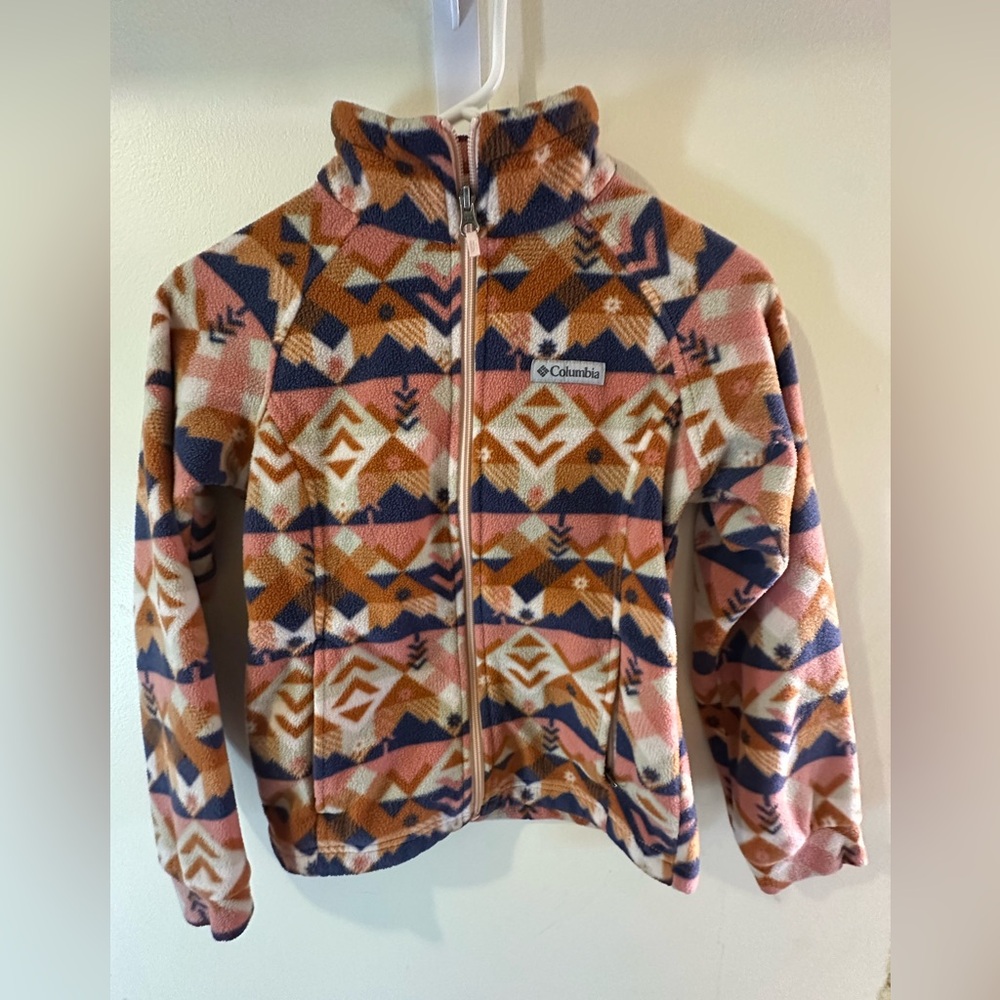 Columbia Kids' Geometric Fleece Jacket - Pink, Blue, and Brown